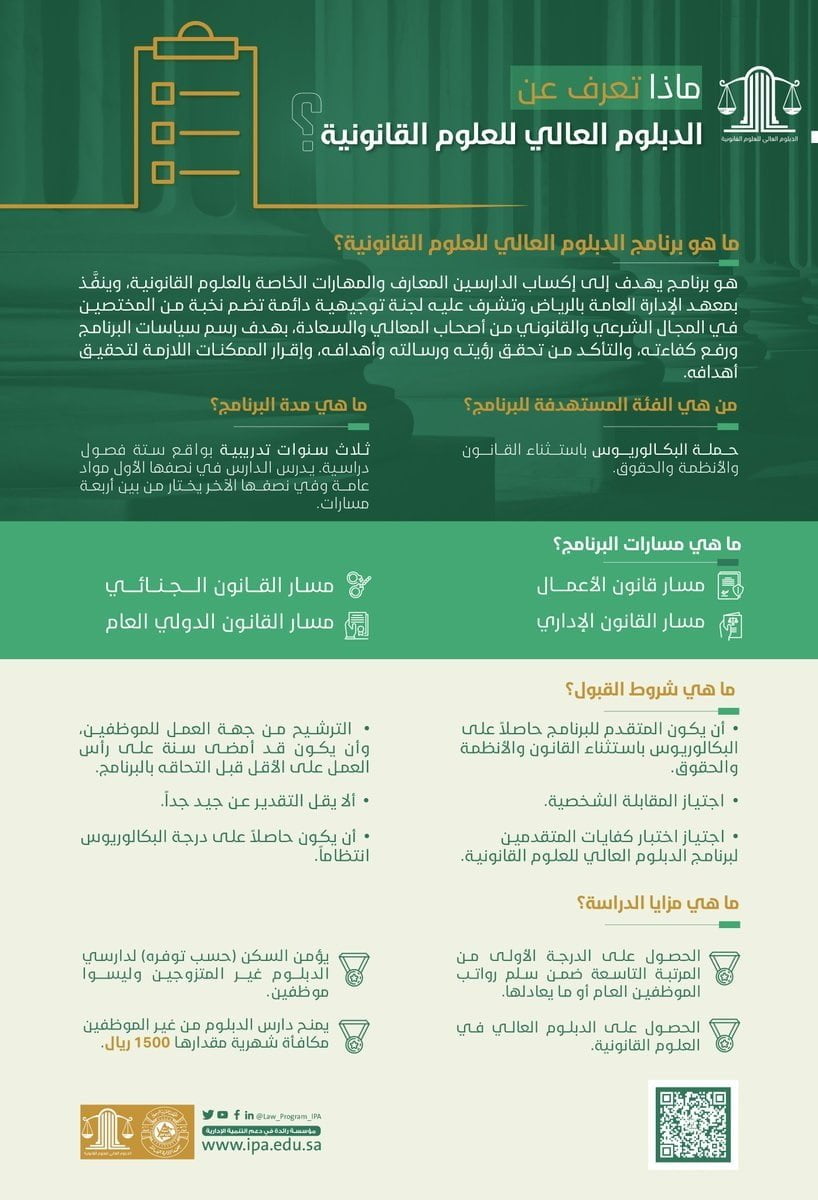 معهد الإدارة العامة أعلن تفاصيل برنامج الدبلوم العالي للعلوم القانونية 4 معهد الإدارة العامة أعلن تفاصيل برنامج الدبلوم العالي للعلوم القانونية 3